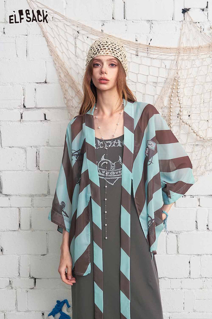 ELFSACK Striped Two-Piece Long-Sleeve Co-Ord Set