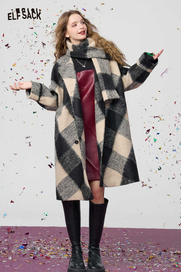 ELFSACK Sweet Cool Angora Red PU Leather Slip Dress