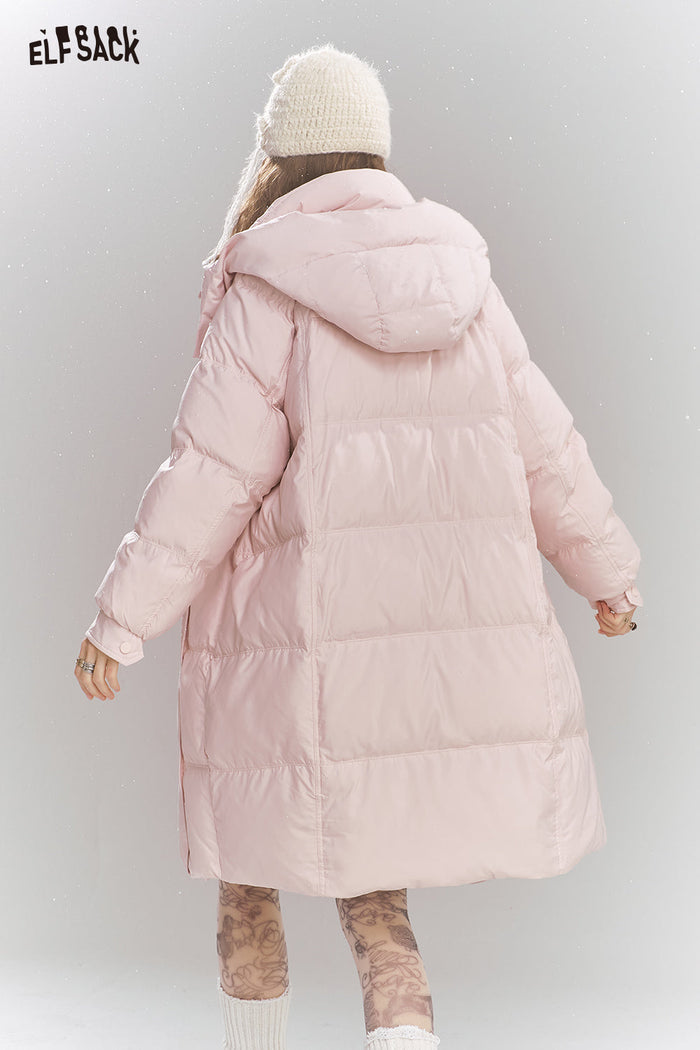 ELFSACK Sweet Preppy style hooded down coat