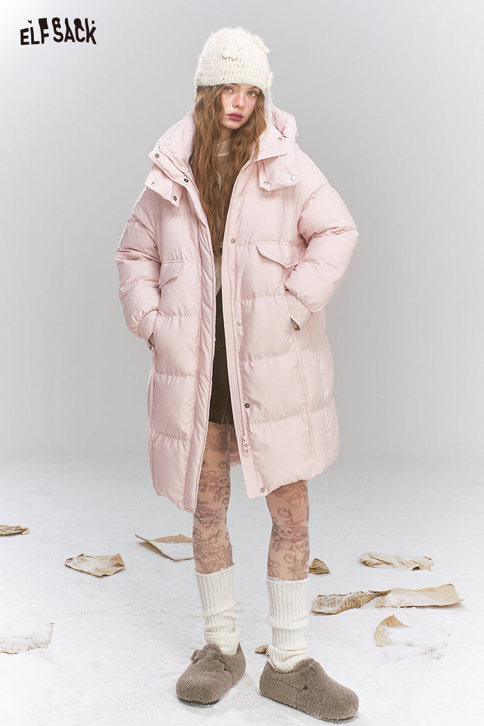 ELFSACK Sweet Preppy style hooded down coat