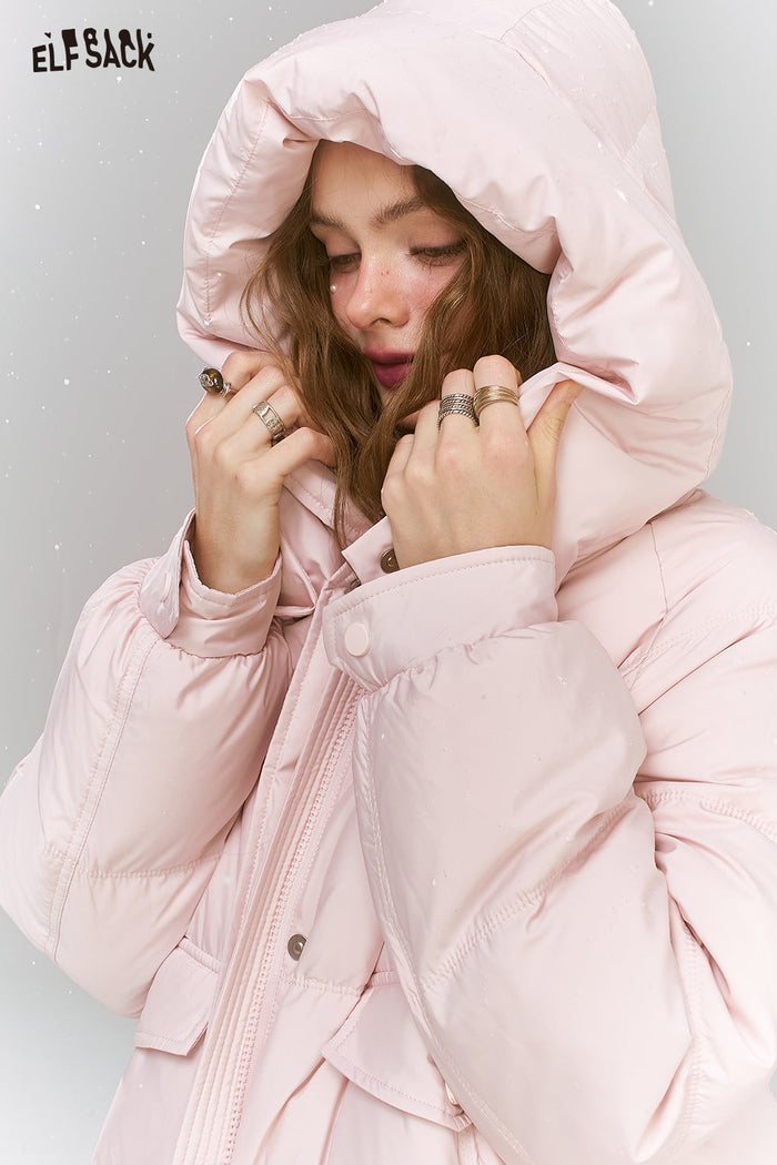 ELFSACK Sweet Preppy style hooded down coat