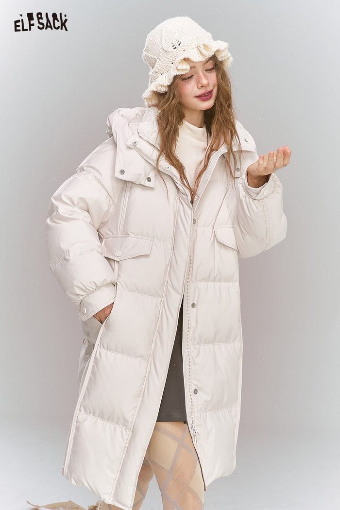 ELFSACK Sweet Preppy style hooded down coat