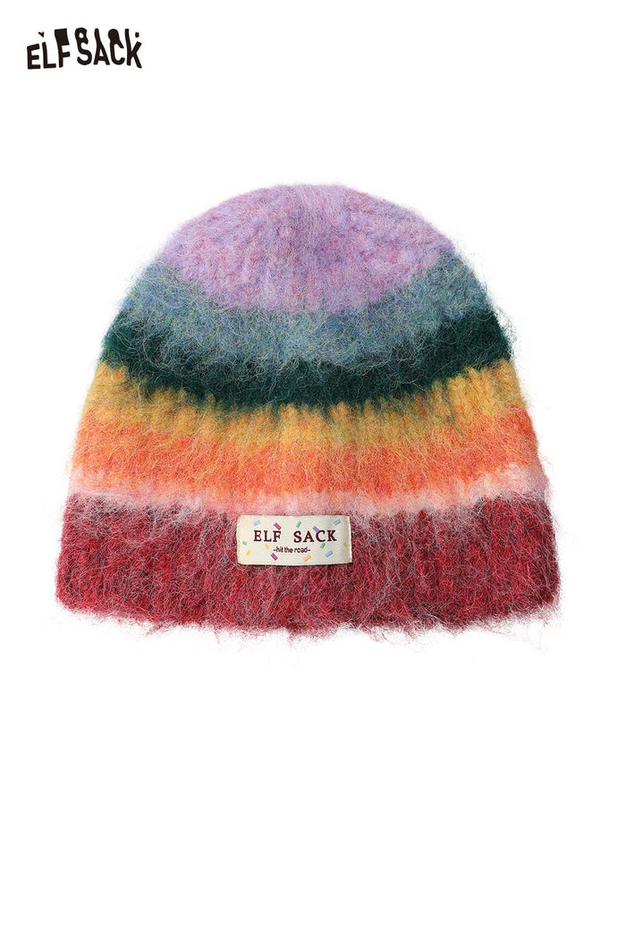 ELFSACK Sweet Rainbow Striped Warm Knit Beanie