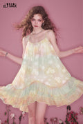ELFSACK Swoosh Ruffle Halter Short Dress