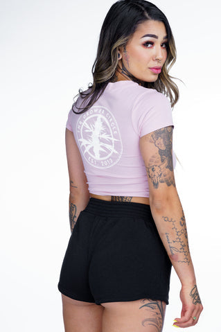 TGC Womens Pink Short Sleeve Crop The Grower Circle