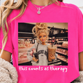This Counts As Therapy Makeup Lover Graphic Tee: Neon Pink