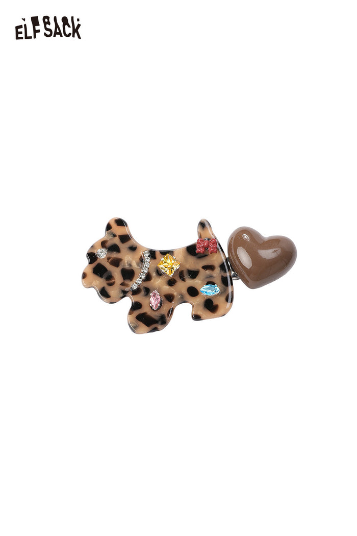 ELFSACK Transparent Acrylic Puppy and Bow Design Spring Clip Hair Accessory