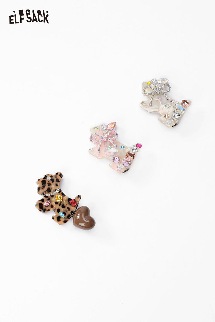 ELFSACK Transparent Acrylic Puppy and Bow Design Spring Clip Hair Accessory