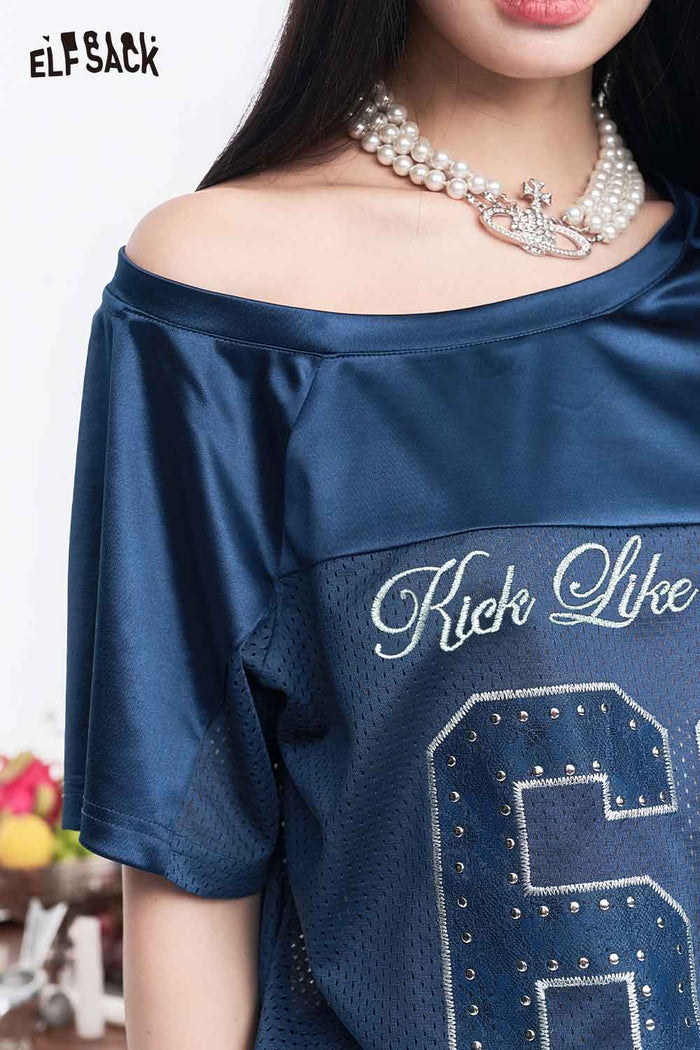 ELFSACK Vintage 66 Print Football Jersey Tee