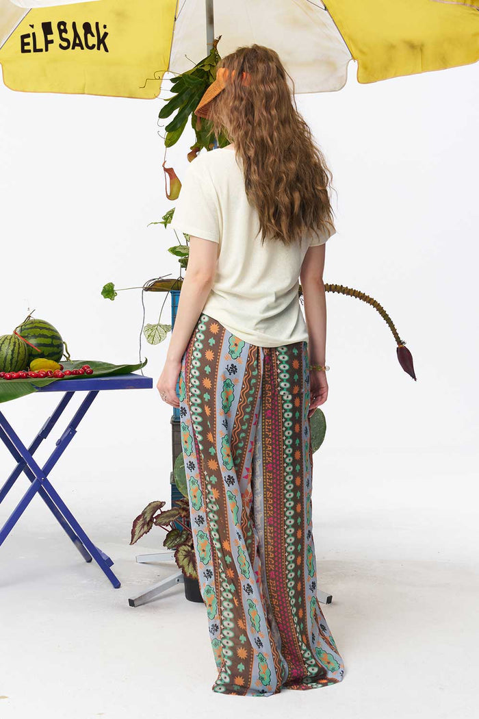 ELFSACK Vintage Fruit Print V Neck Tee