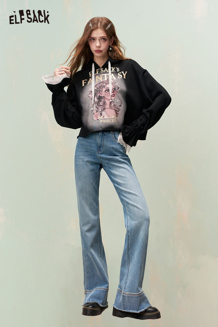 ELFSACK Vintage High Waist Flared Jeans
