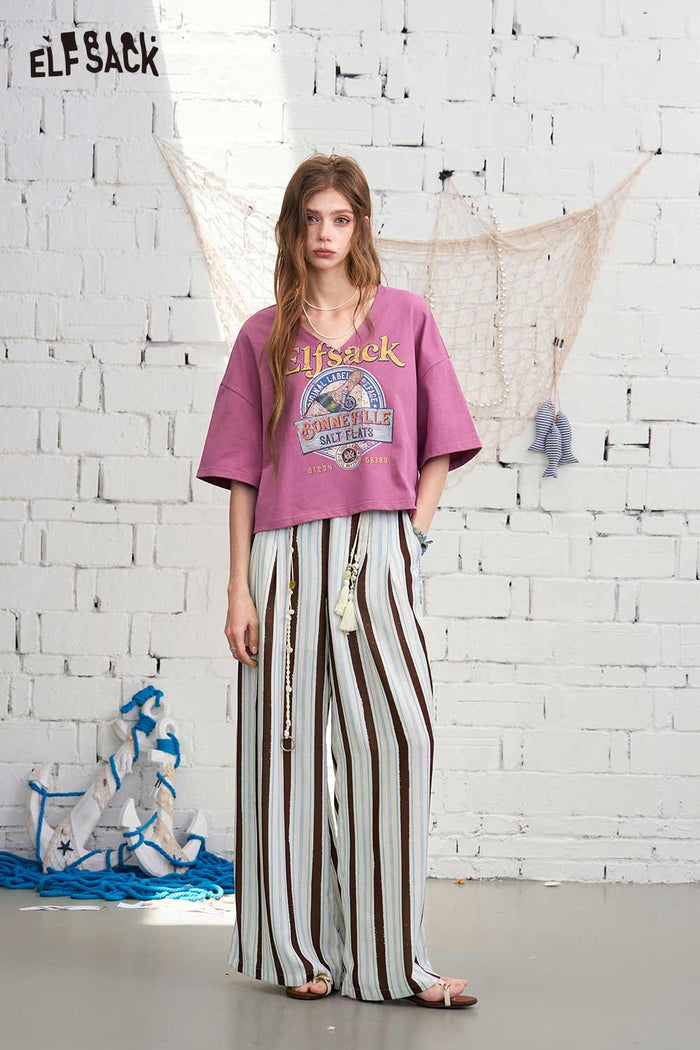 ELFSACK Vintage Logo Print Cropped T-Shirt