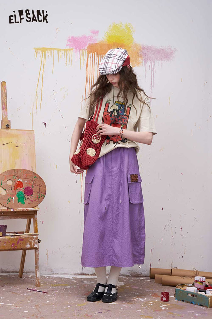 ELFSACK Vintage Poster Print Graphic Tee with Relaxed Fit