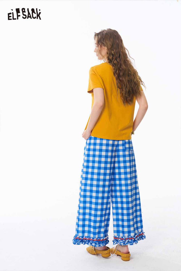 ELFSACK Vintage Print Crop Short Sleeve Tee