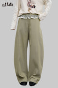 ELFSACK Viscose Blend Lace Accent Contrast Panel Fluid Silhouette Pants