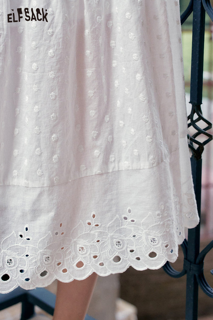 ELFSACK White Jacquard Camisole Chic Dress