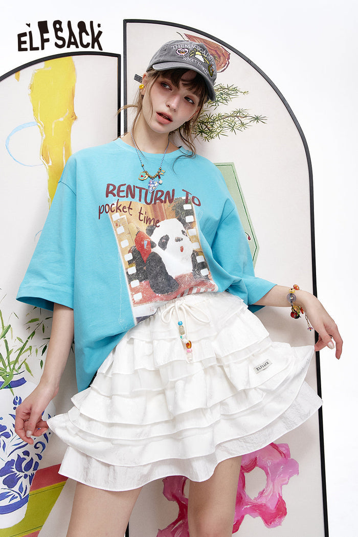 ELFSACK White multi-layer A-line cake skirt