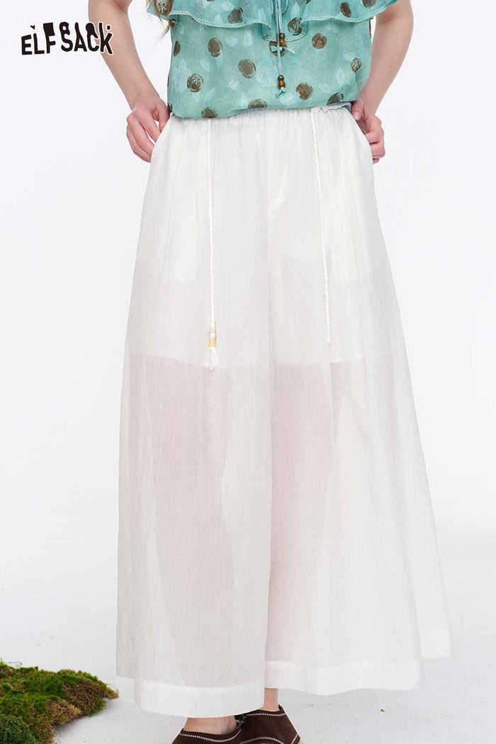 ELFSACK Wide Leg Drawstring Summer Pants