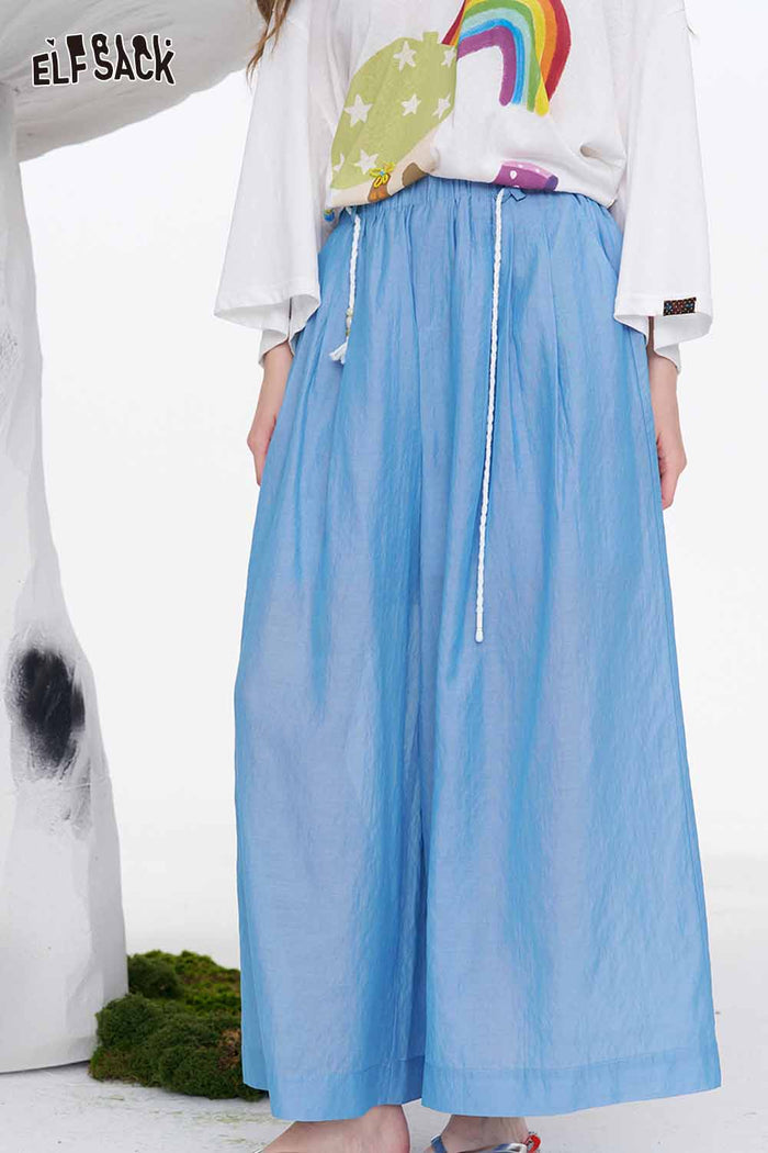 ELFSACK Wide Leg Drawstring Summer Pants