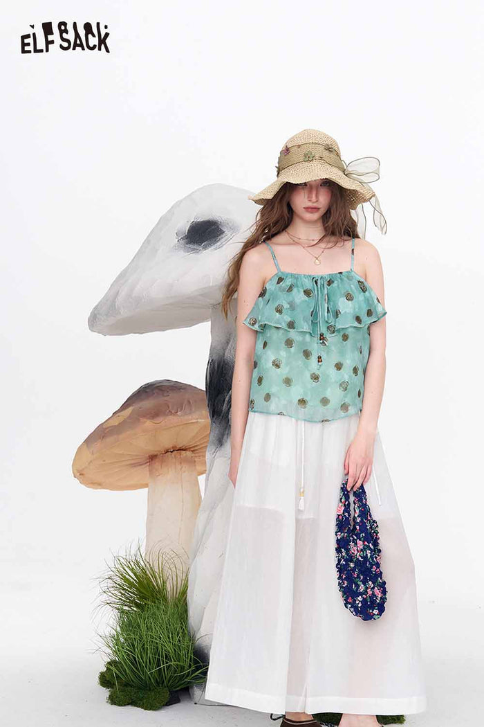 ELFSACK Wide Leg Drawstring Summer Pants