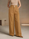 Women's High Waist Corduroy Wide Leg Pants Casual Loose Fit Trousers with Pockets Streetwear