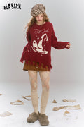ELFSACK Women's Pullover Sweater Fluffy Loose Cute Soft Top