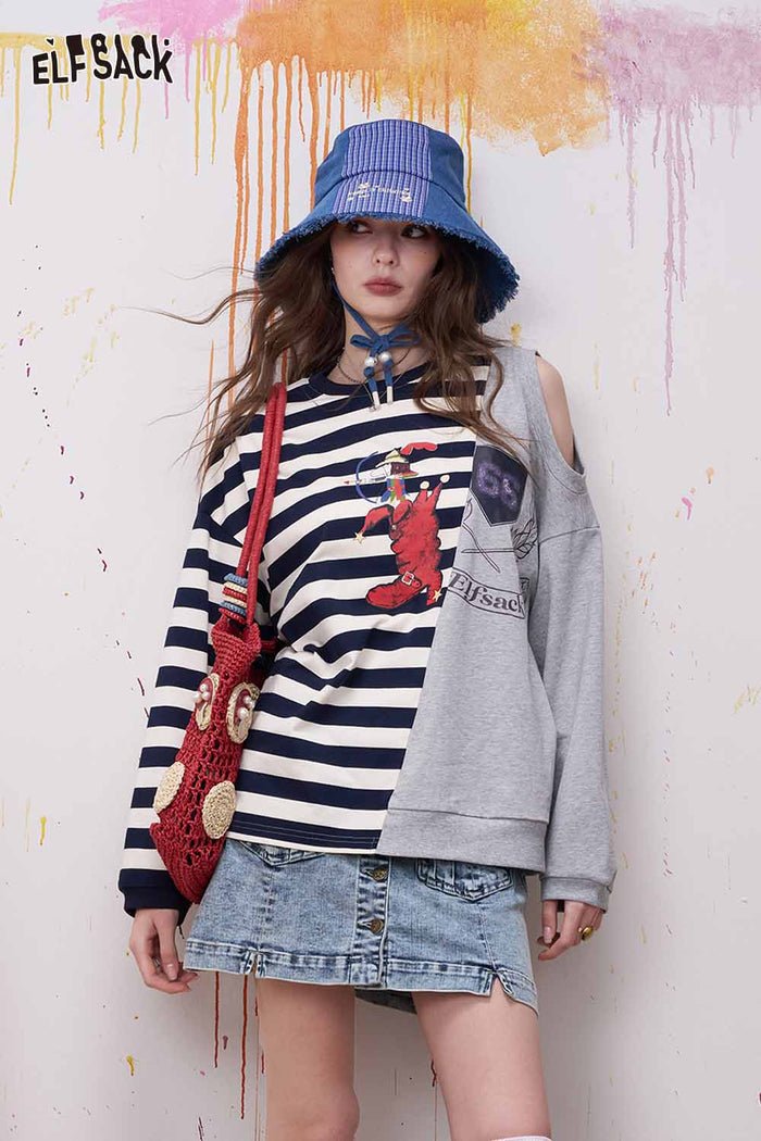 ELFSACK Y2K Denim Mini Skirt with Cargo Pockets